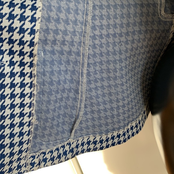 Vintage 1970's White STage Polyester Blazer - Blue & White Houndstooth - Picture 11 of 12